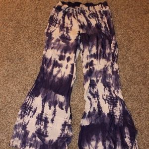 BILLABONG BLUE TYE-DYE FLOWY PANTS